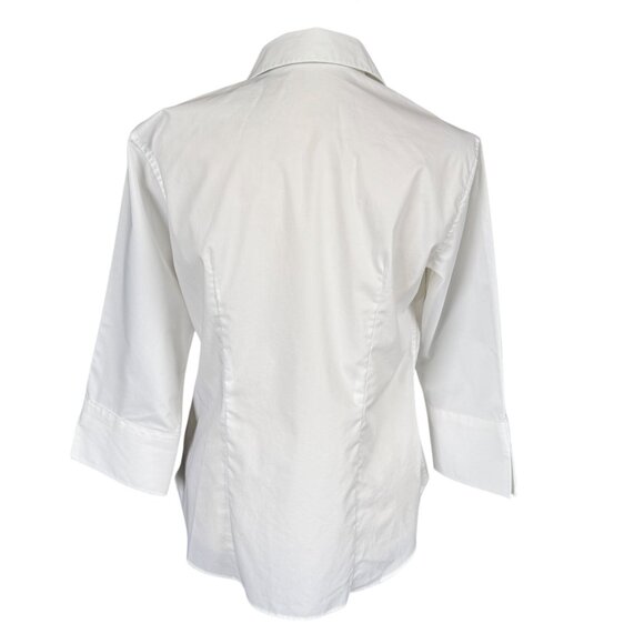 Lands' End white 3/4 sleeve button down collared shirt women's 4P - Picture 4 of 9